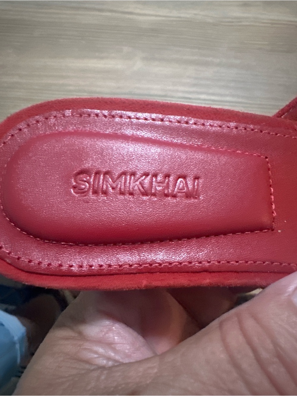 SIMKHAI Red Suede Leather Kitten Heel Mules Size 38 Slip On Sandals - Picture 3 of 5